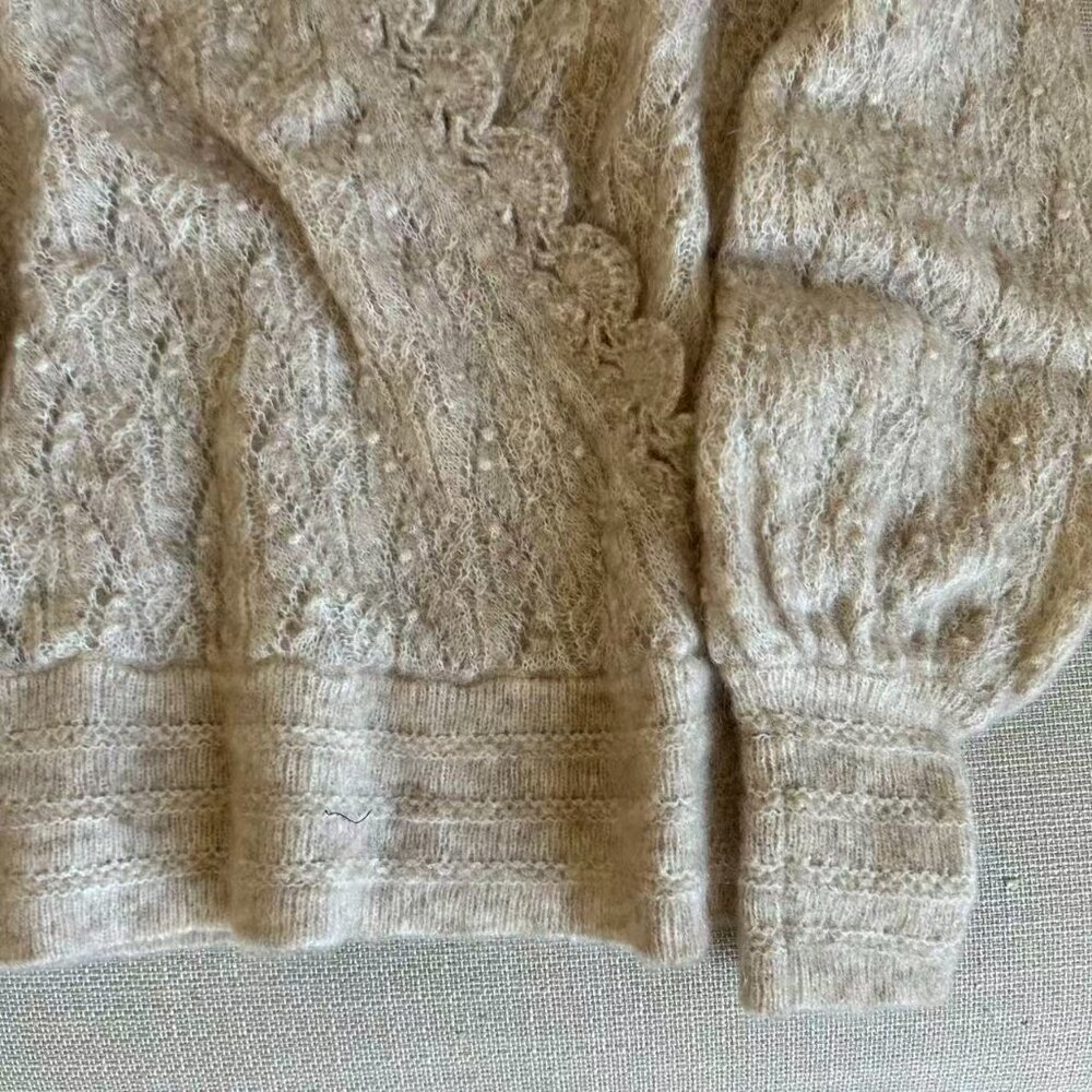 BEST Sezane Nathalia Jumper XXL Beige Sweater V-Neck Wool French - Picture 6 of 9